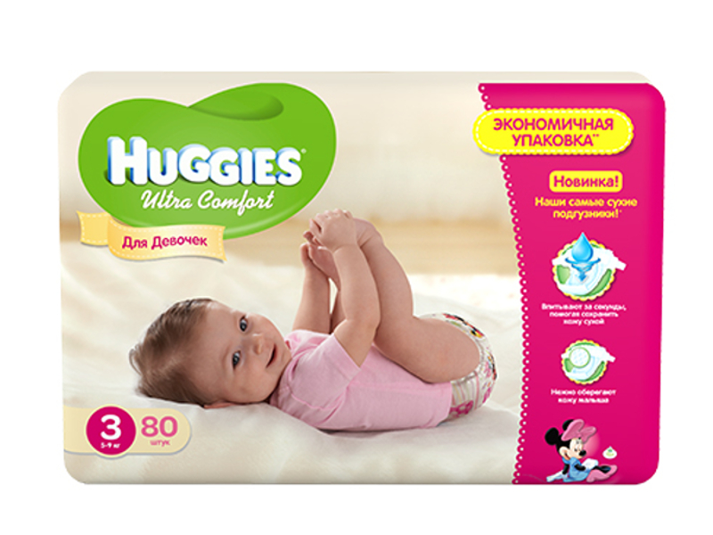 Huggies - Подгузник Huggies Ultra Comfort 3 5-9кг 80шт для девочек 260361733