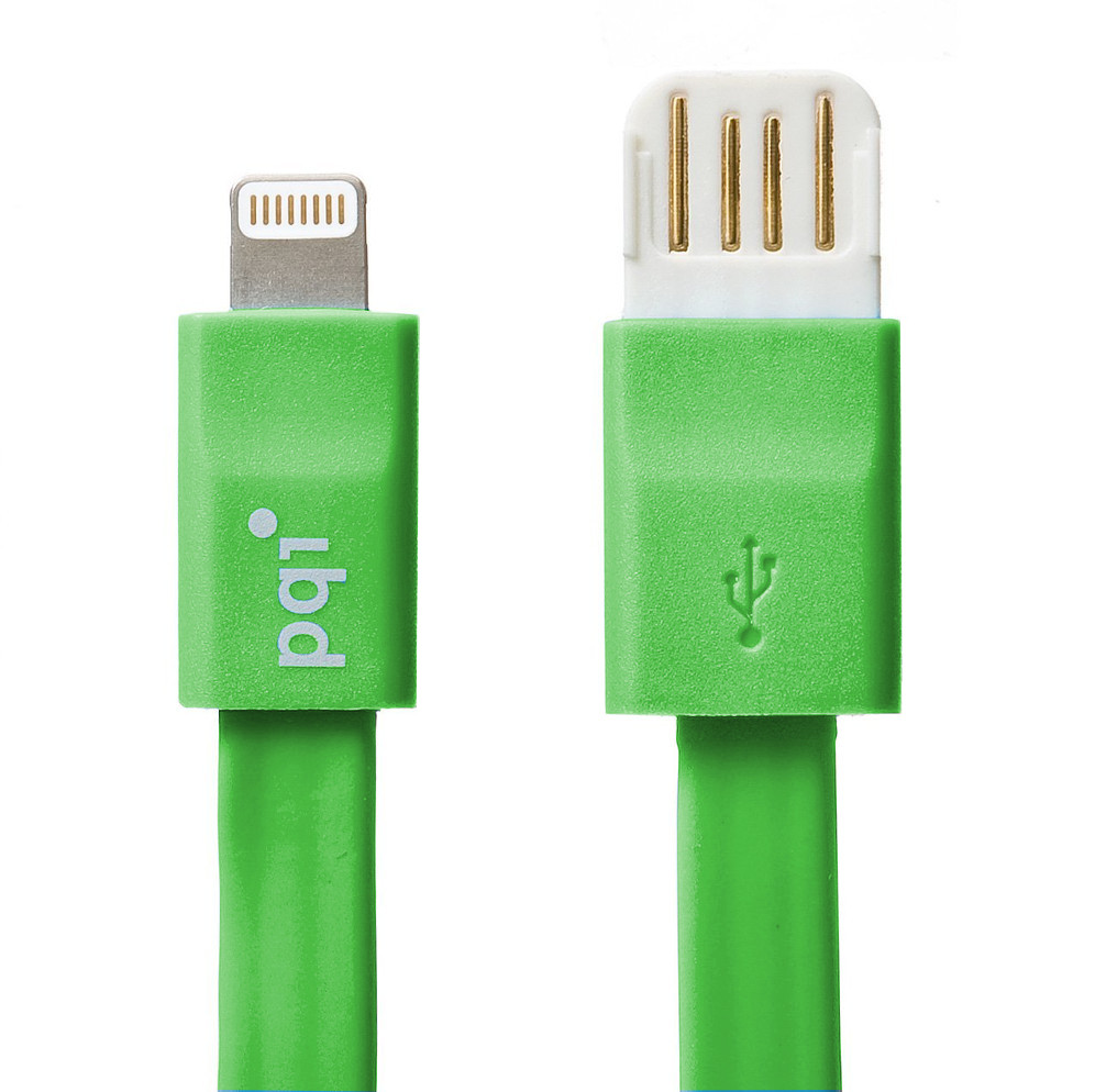 PQI Аксессуар PQI USB to Lightning 20cm for iPhone/iPad/iPod Green PQI-iCABLE-FLAT20-GN