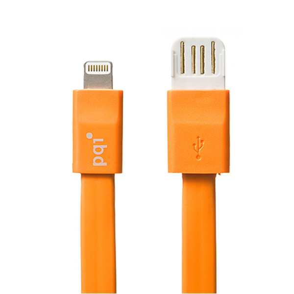 PQI Аксессуар PQI USB to Lightning 20cm for iPhone/iPad/iPod Orange PQI-iCABLE-FLAT20-OR