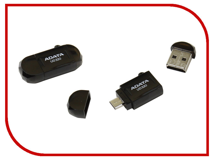 USB Flash Drive 16Gb - A-Data DashDrive UD320 OTG USB 2.0 / MicroUSB Black AUD320-16G-RBK