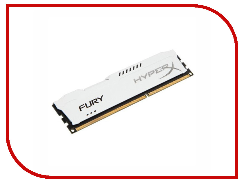 Модули памяти HX316C10FW/4  Модуль памяти Kingston HyperX Fury White DDR3 DIMM 1600MHz PC3-12800 CL10 - 4Gb HX316C10FW/4