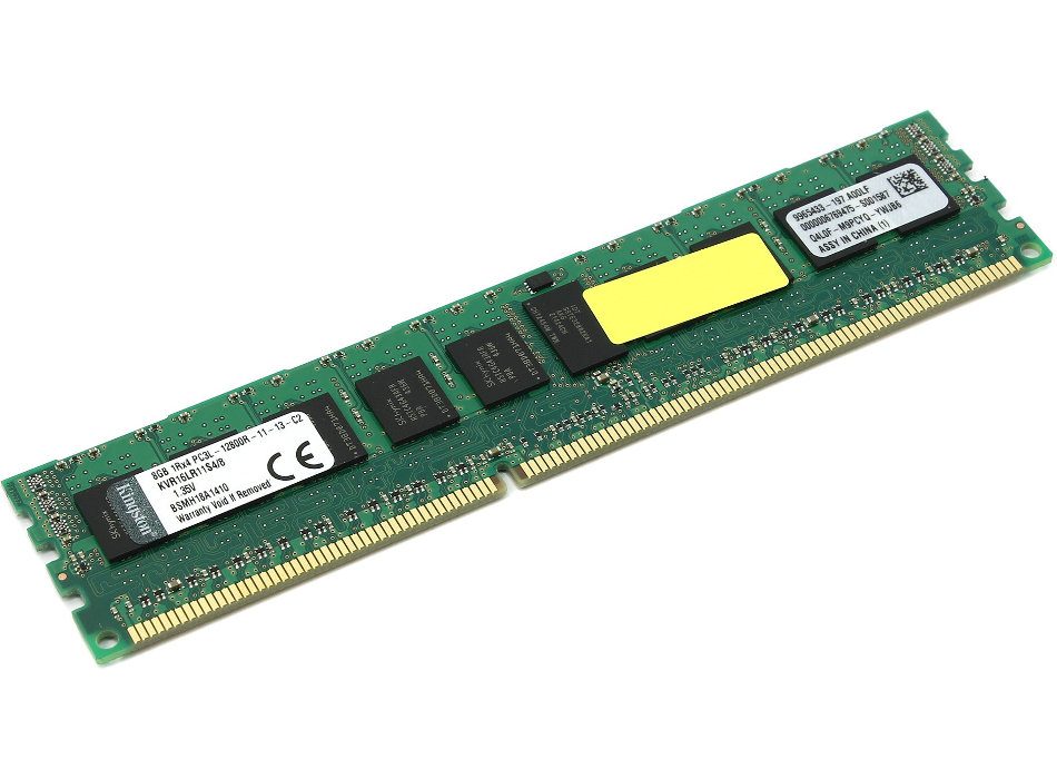 Kingston PC3-12800 DIMM DDR3L 1600MHz ECC Reg CL11 SR x4 1.35V w/TS - 8Gb KVR16LR11S4/8