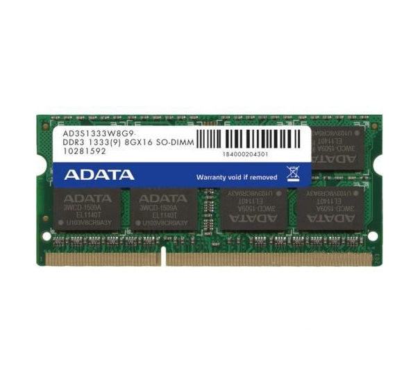 A-Data PC3-10600 SO-DIMM DDR3 1333MHz - 8Gb AD3S1333W8G9-R