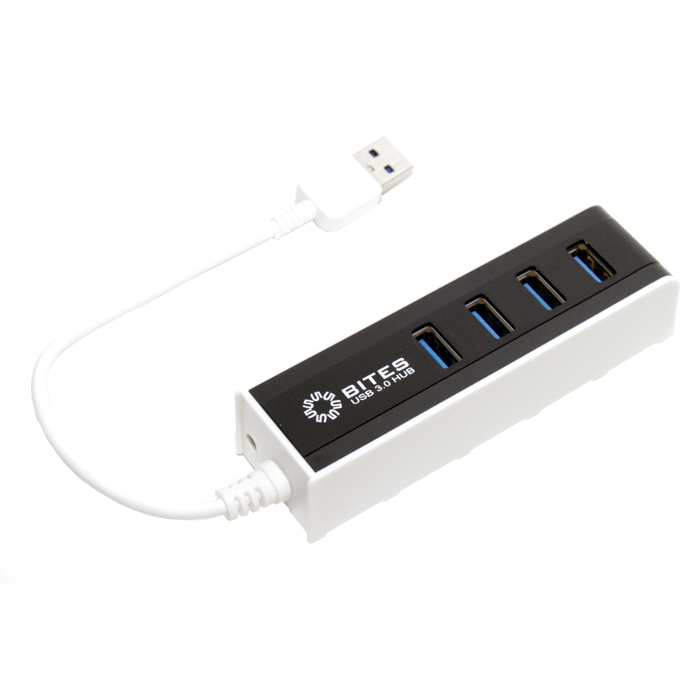  Хаб USB 5bites HB34-306BK USB3.0 4 ports Black-White