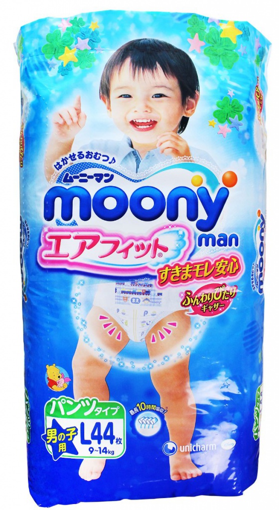 Moony - Подгузник Moony Unicharm L 9-14кг 44шт для мальчиков 4903111183418