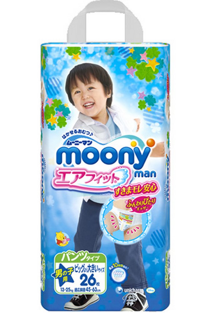 Moony - Подгузник Moony Unicharm XL 13-25кг 26шт для мальчиков 4903111168378