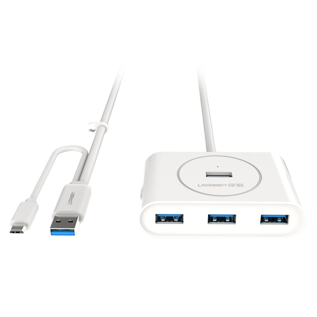  Хаб USB Ugreen USB 2.0-4 Ports 0.8m White UG-20284