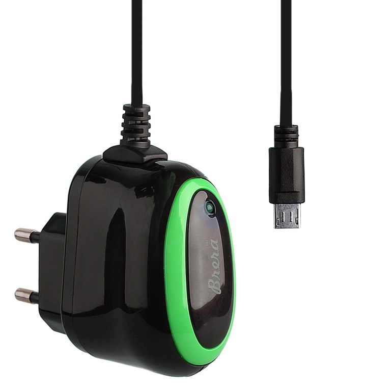  Зарядное устройство Brera Classic micro USB 2A Black-Green 47227