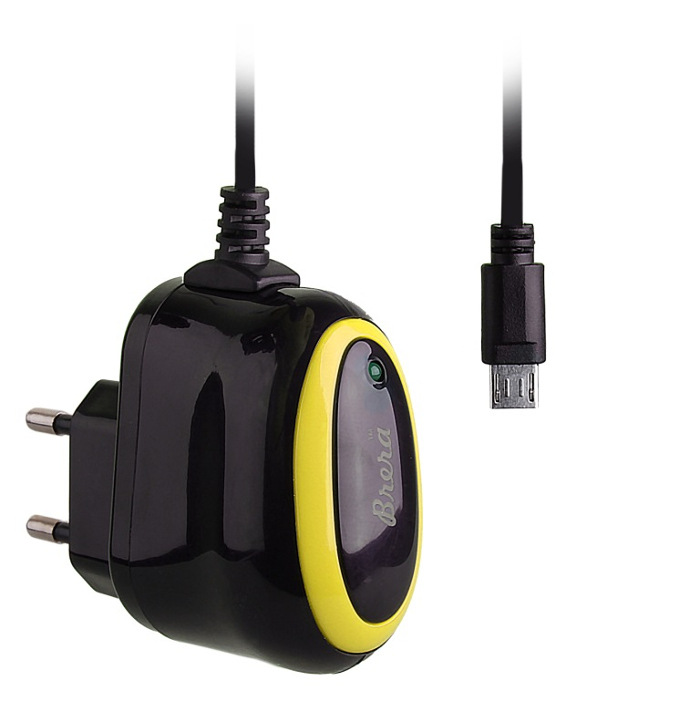  Зарядное устройство Brera Classic MicroUSB 1A Black-Yellow 47219