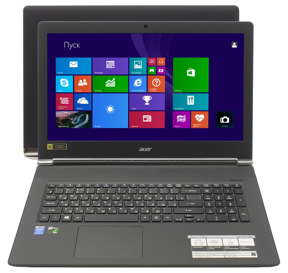 Acer Ноутбук Acer Aspire V Nitro VN7-791G-749E NX.MUSER.001 Intel Core i7-4720HQ 2.6 GHz/12288Mb/2000Gb/DVD-RW/nVidia GeForce GTX 950M 4096Mb/Wi-Fi/Bluetooth/Cam/17.3/1920x1080/Windows 8.1 64-bit 300114