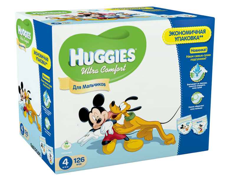 Huggies - Подгузник Huggies Ultra Comfort 4 Disney Box 8-14кг 126шт для мальчиков 9402045