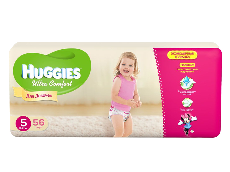 Huggies - Подгузник Huggies Ultra Comfort 5 12-22кг 56шт для девочек 9402536