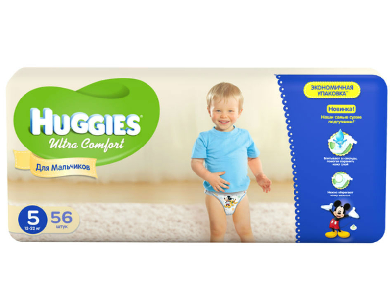 Huggies - Подгузник Huggies Ultra Comfort 5 12-22кг 56шт для мальчиков 9402535