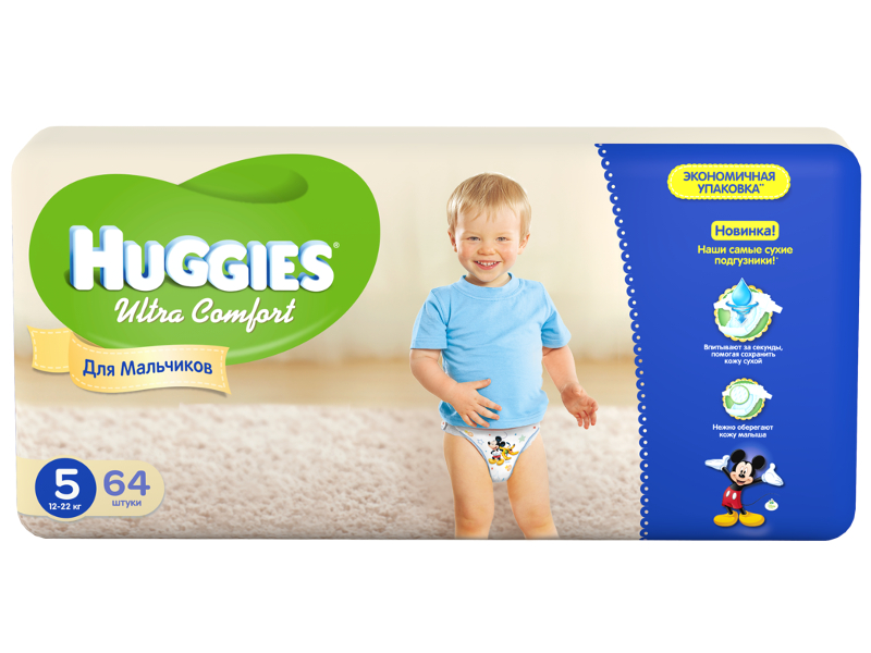Huggies - Подгузник Huggies Ultra Comfort 5 12-22кг 64шт для мальчиков 9402545