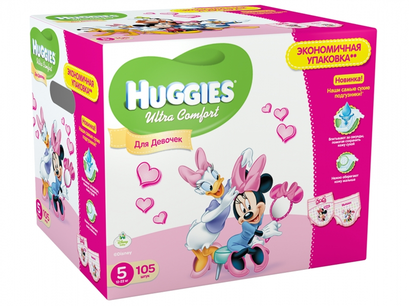 Huggies - Подгузник Huggies Ultra Comfort 5 Disney Box 12-22кг 105шт для девочек 9402056