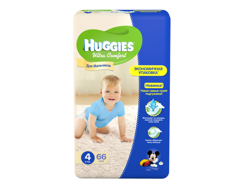 Huggies - Подгузник Huggies Ultra Comfort 4 8-14кг 66шт для мальчиков 9402435