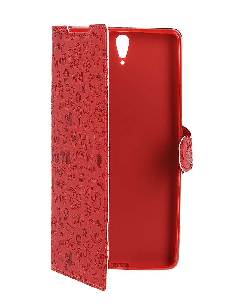  Аксессуар Чехол-книжка Sony Xperia C5 Ultra Book Type Red Line Red