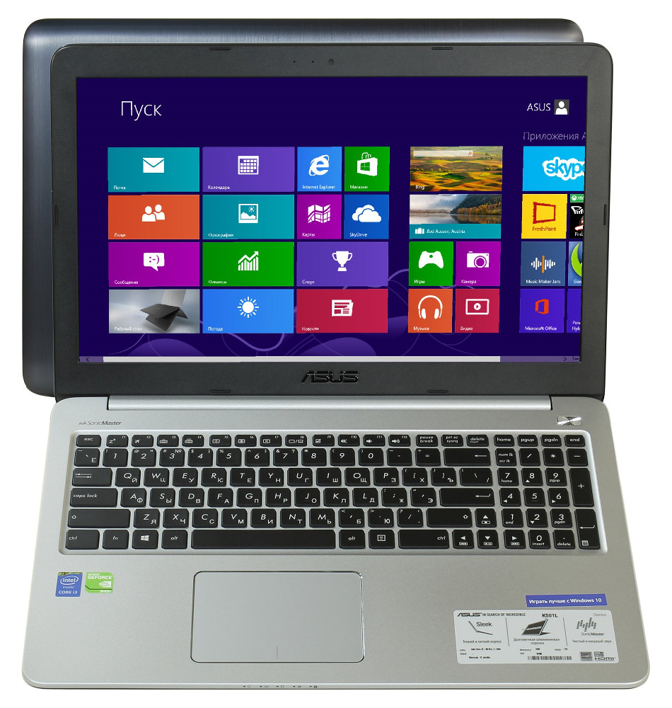 Asus Ноутбук ASUS K501LB-DM092H 90NB08P1-M01210 (Intel Core i3-5010U 2.1 GHz/8192Mb/1000Gb/No ODD/nVidia GeForce 940M 2048Mb/Wi-Fi/Cam/15.6/1920x1080/Windows 8 64-bit)