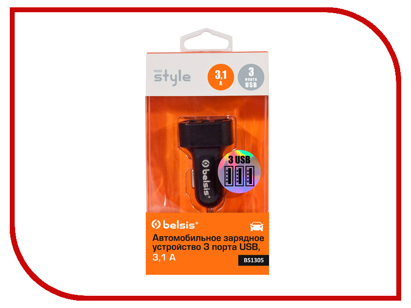 Зарядное устройство Belsis 3xUSB 3100 mA Black BS1305 Зарядное устройство Belsis 3xUSB 3100 mA Black BS1305<br>