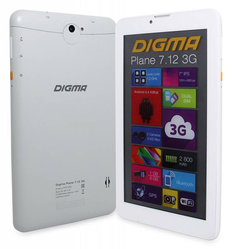 Digma Plane 7.12 Smoky 314753 Spreadtrum SC7731 1.2 GHz/1024Mb/8Gb/3G/Wi-Fi/Bluetooth/GPS/Cam/7.0/1024x600/Android