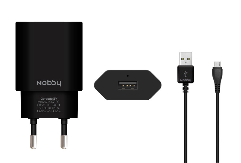  Зарядное устройство Nobby Comfort 007-001 USB 1.2A 1.2m Black 08823