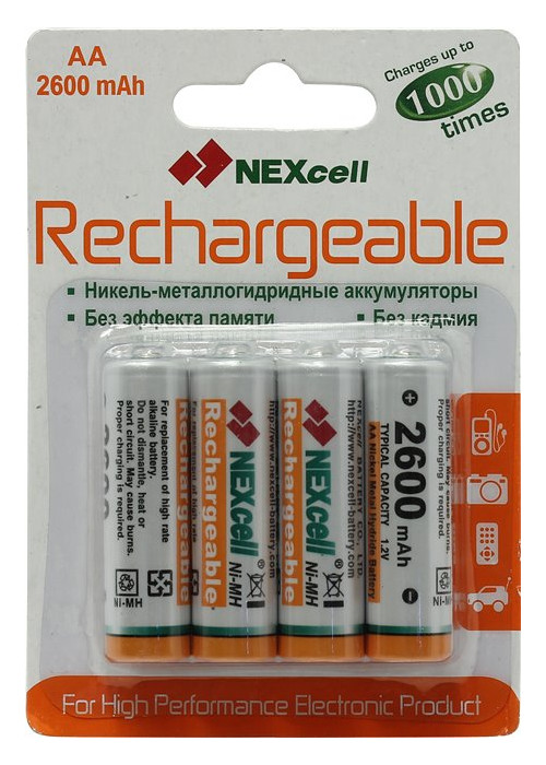 Nexcell Аккумулятор AA - NEXcell 2600 mAh Ni-MH (4 штуки) AA2600/4pack