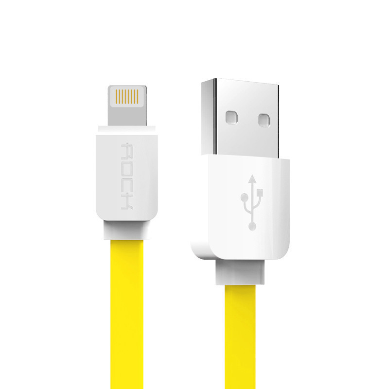  Аксессуар ROCK Flat USB - Lightning 1m Yellow