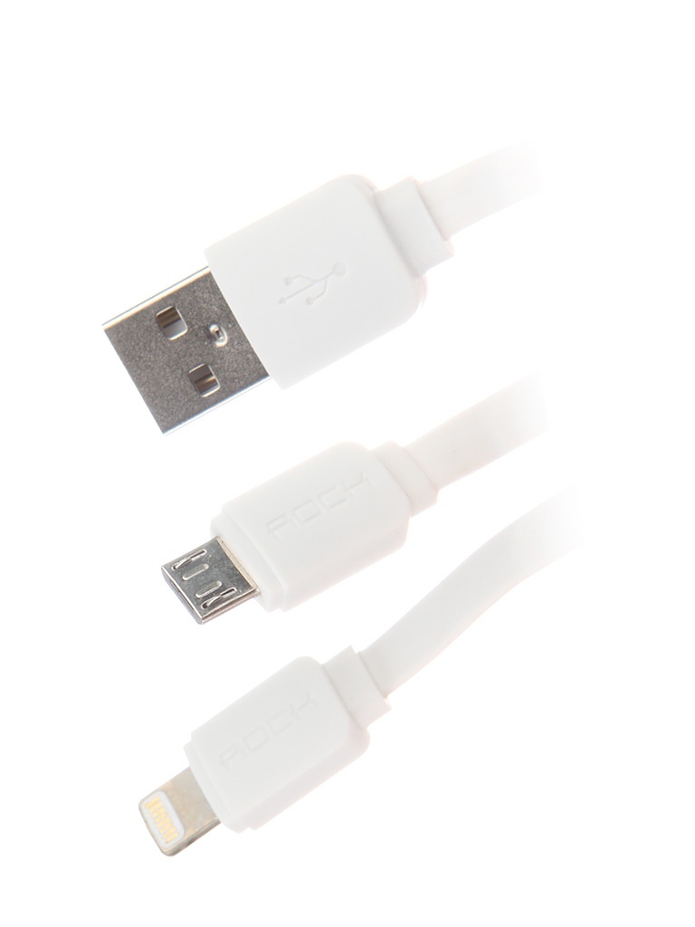 Аксессуар ROCK USB-Lightning/microUSB 1m White