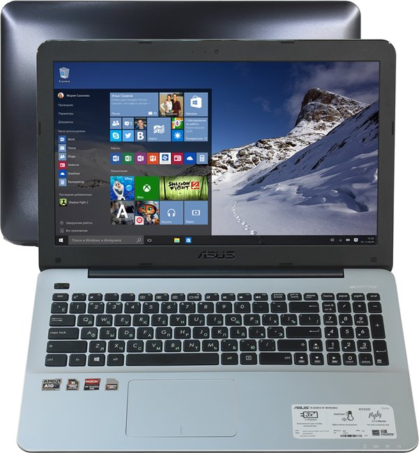 Asus Ноутбук ASUS X555DG-XO053T 90NB09A2-M00740 AMD FX-8800P 2.1 GHz/8192Mb/1000Gb/DVD-RW/AMD Radeon R5 M320 2048Mb/Wi-Fi/Bluetooth/Cam/15.6/1366x768/Windows 10 64-bit