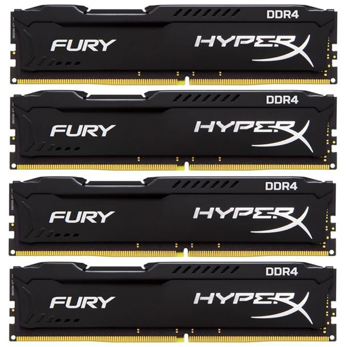 Модуль памяти Kingston HyperX Fury DDR4 DIMM 2666MHz PC4-21300 CL15 - 32Gb KIT (4x8Gb) HX426C15FBK4/32