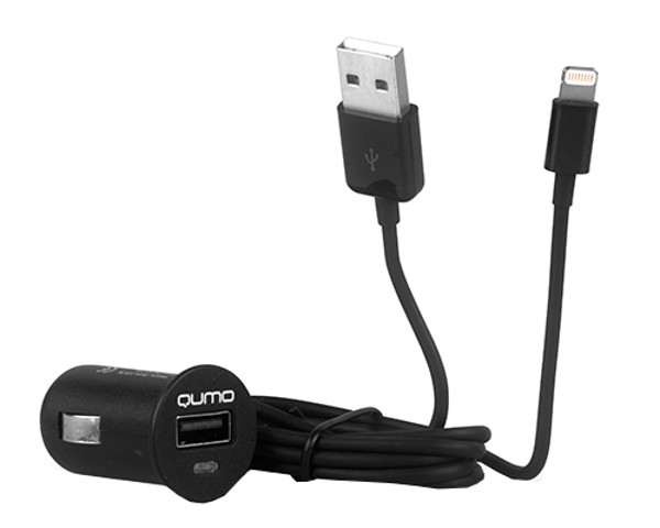 QUMO Electronics Зарядное устройство Qumo USB + MFI APPLE 8pin Black 20065