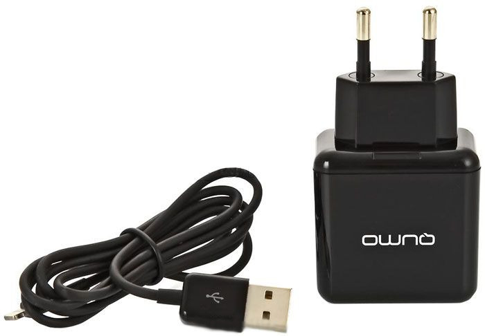 QUMO Electronics Зарядное устройство Qumo 2 USB + MFI APPLE 8pin Black 20063