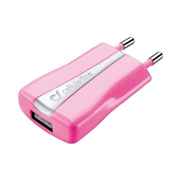 Cellular Line Зарядное устройство Cellular Line USB 1000mA ACHUSBCOMPACTCP Pink