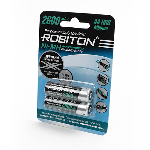  Аккумулятор AA - Robiton 2600 mAh RTU2600MH-2 BL2 13118 (2 штуки)