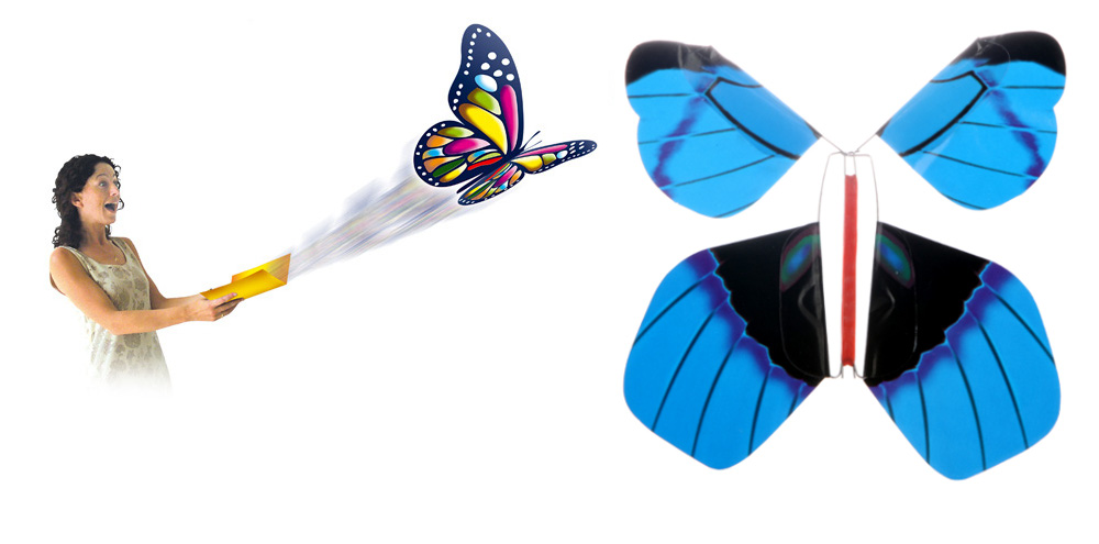  Игрушка Летающая бабочка вкладыш Black-Blue