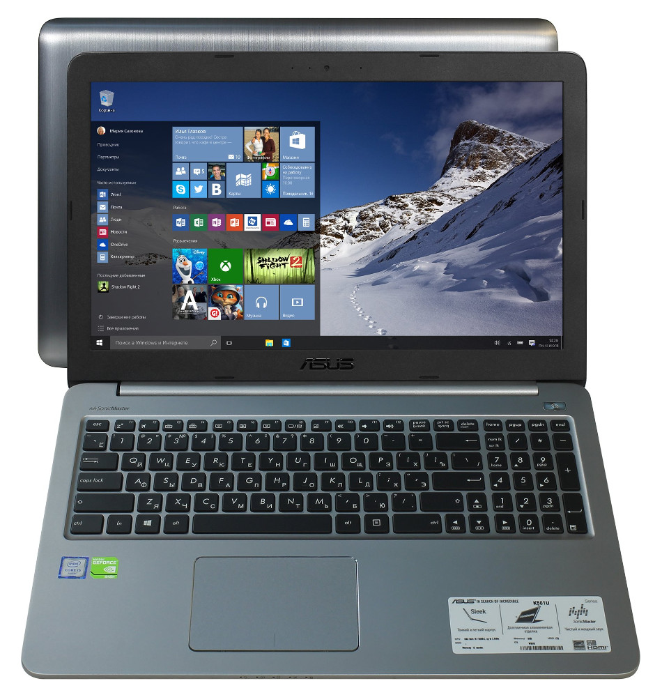 Asus Ноутбук ASUS K501UB-DM045T 90NB0A52-M00660 Intel Core i5-6200U 2.3 GHz/6144Mb/1000Gb/No ODD/nVidia GeForce 940M 2048Mb/Wi-Fi/Bluetooth/Cam/15.6/1920x1080/Windows 10 64-bit