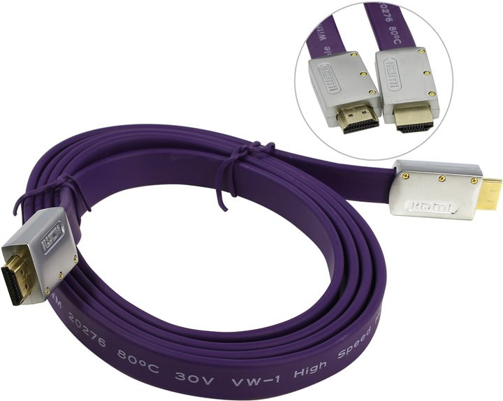 AOpen Аксессуар AOpen HDMI 19M 1.8m Silver-Violet ACG545A_P-1.8M