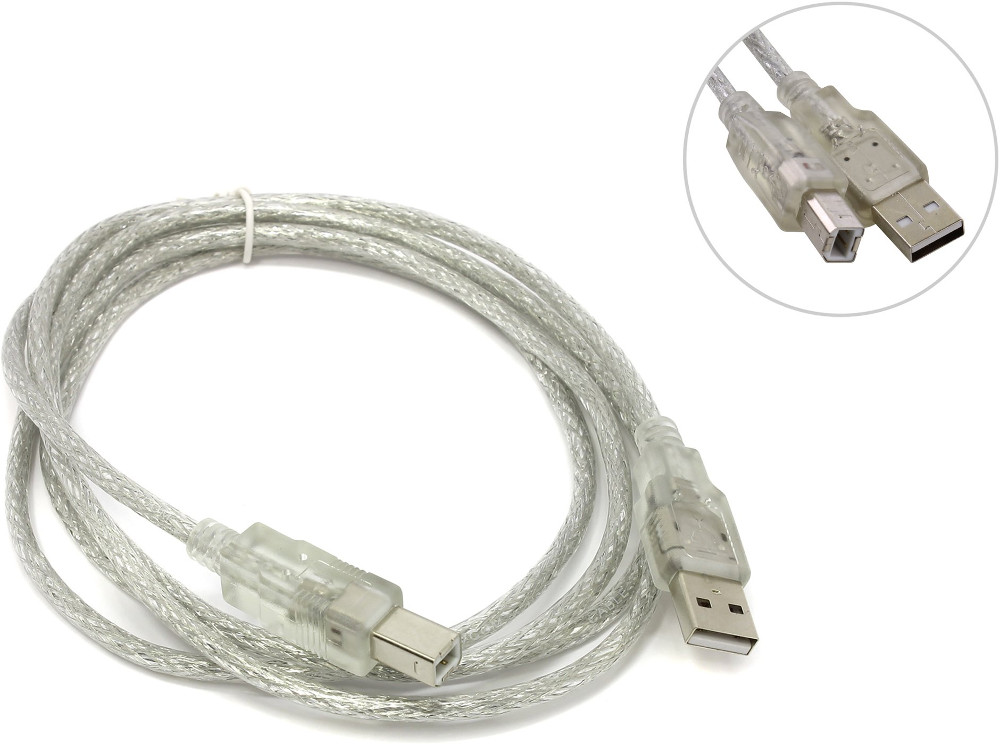  Аксессуар VCOM USB 2.0 AM-BM Transparent 1.8m VUS6900-1.8MTP