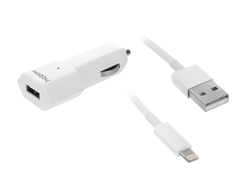  Зарядное устройство Nobby Comfort 014-001 USB 1.2A + кабель 8pin 1.2m SoftTouch White 08996