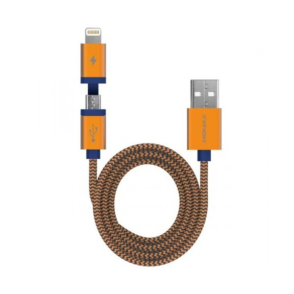  Аксессуар Кабель MOMAX USB/Lightning/microUSB Elite Link 2 in 1 MFI Orange