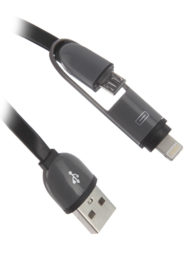  Аксессуар KS-is USB to Lightning/microUSB 1m for iPhone/iPad/iPod Grey-Black KS-285G-B