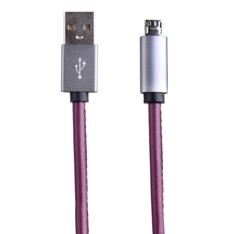  Аксессуар Activ USB - micro USB Leather Violet-Grey 51592