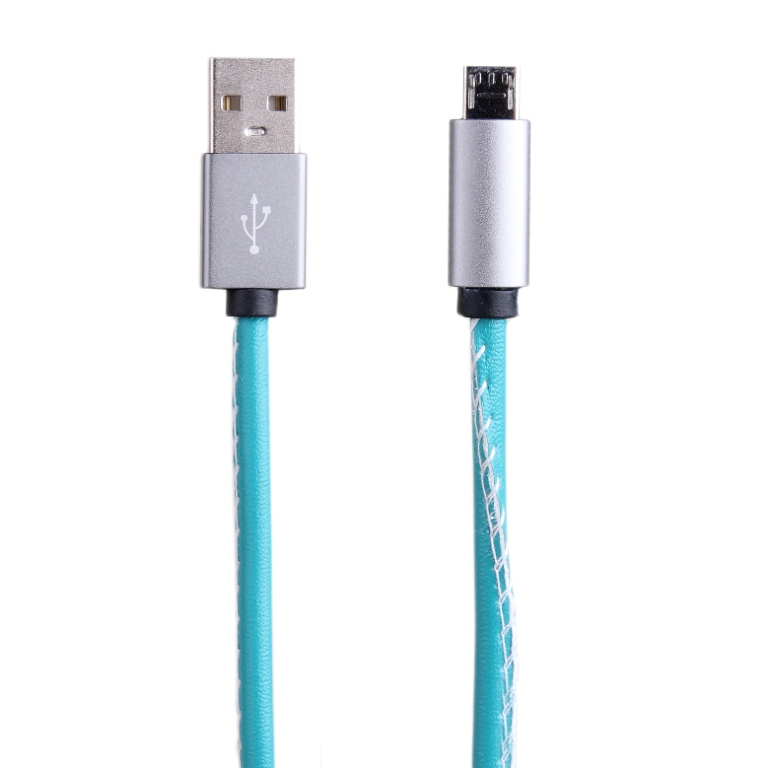  Аксессуар Activ USB - micro USB Leather Sky Blue 51590