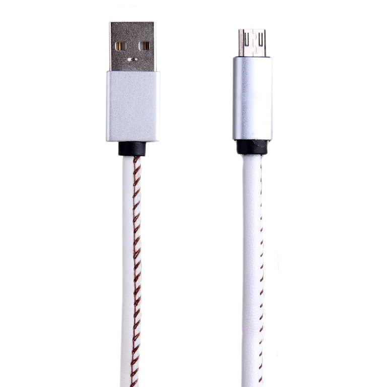  Аксессуар Activ USB - micro USB Leather Silver 51589