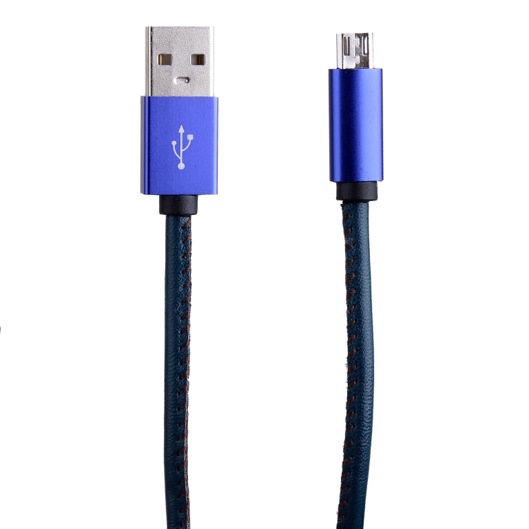  Аксессуар Activ USB - micro USB Leather Green-Blue 51586