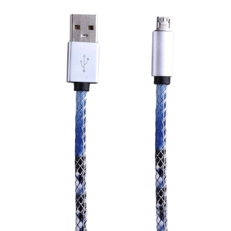  Аксессуар Activ USB - micro USB Leather Blue 51581