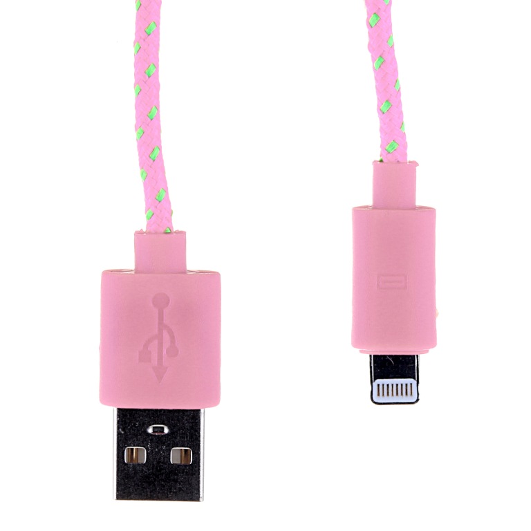  Аксессуар Glossar USB A - APPLE Lightning CORD-1 Pink 33940