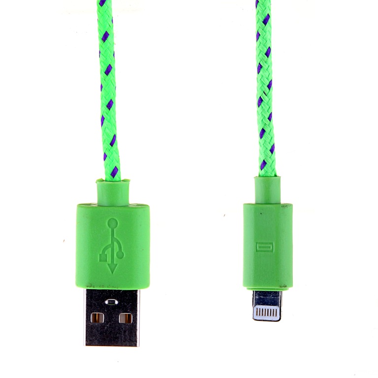  Аксессуар Glossar USB A - APPLE Lightning CORD-1 Green 33943