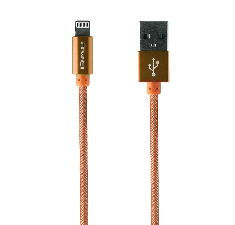  Аксессуар Awei USB A - APPLE Lightning CL-910 1m Orange 52043