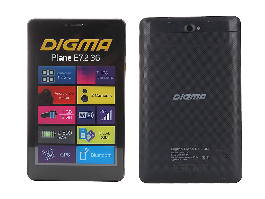 Digma Plane E7.2 3G Dark Blue 322730 Spreadtrum SC7731 1.2 GHz/1024Mb/8Gb/3G/Wi-Fi/Bluetooth/GPS/Cam/7.0/1024x600/Android